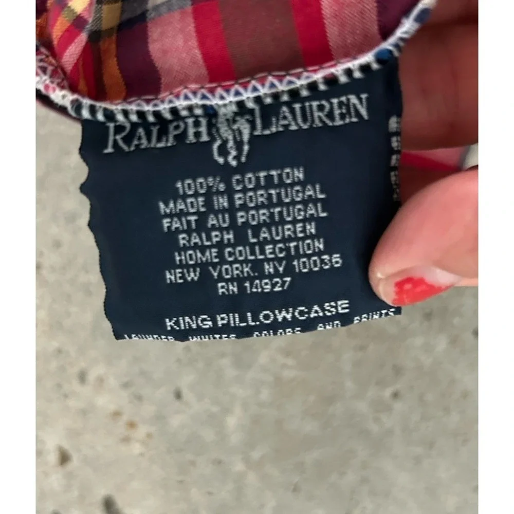 Vintage Ralph Lauren KENNEBUNKPORT Tartan Plaid Pillowcase VGUC